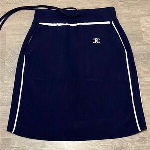 Celine Dark Blue Knit Pencil Skirt with White Accents